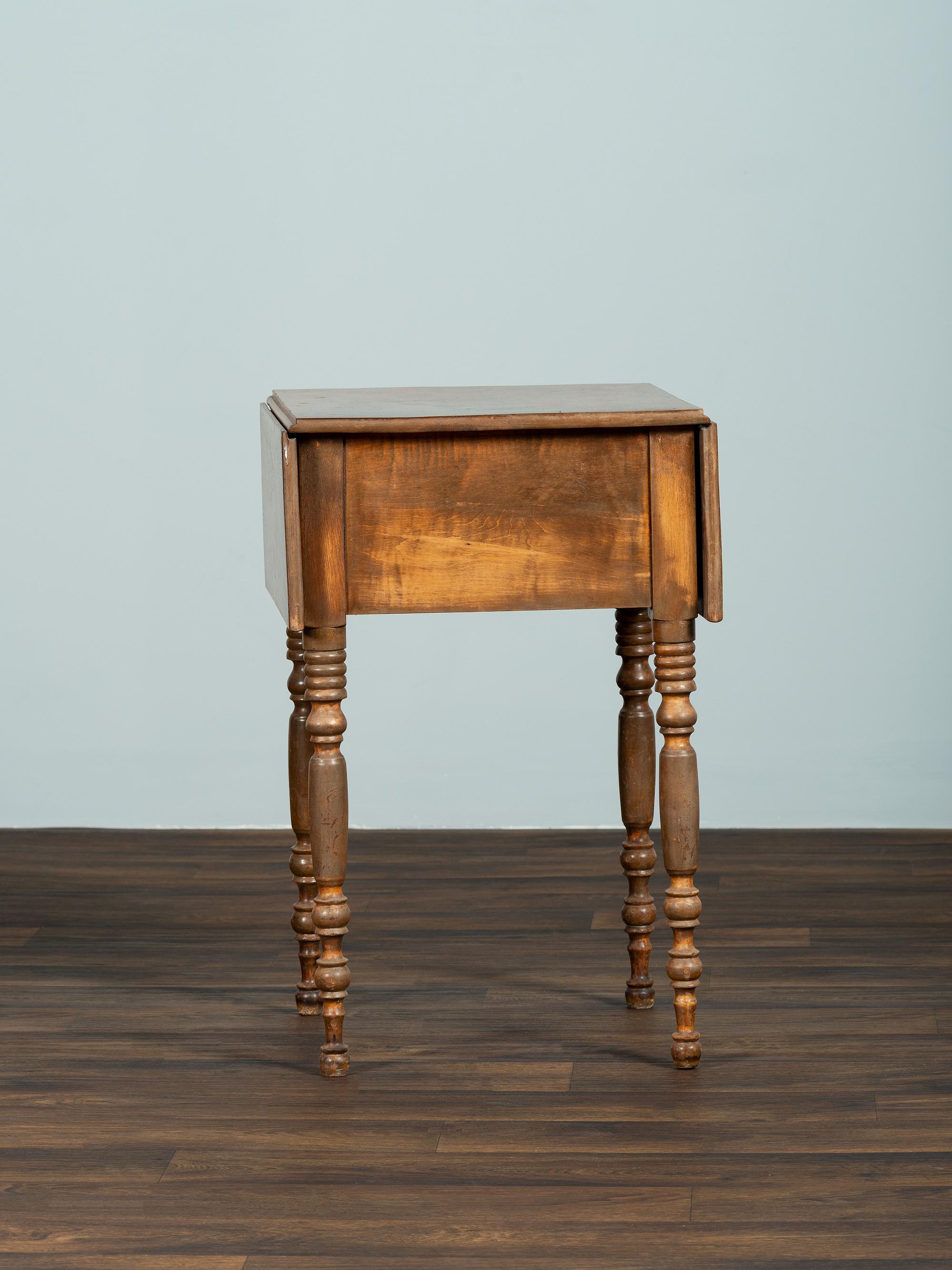 A Classical Tiger Maple Drop-Leaf Work Table