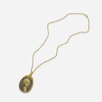 A memorial pendant necklace with engraved portrait of George Washington 19th century