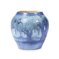 Anna Frances Simpson for Newcomb College Pottery scenic landscape vase, new orleans, louisiana, 1930