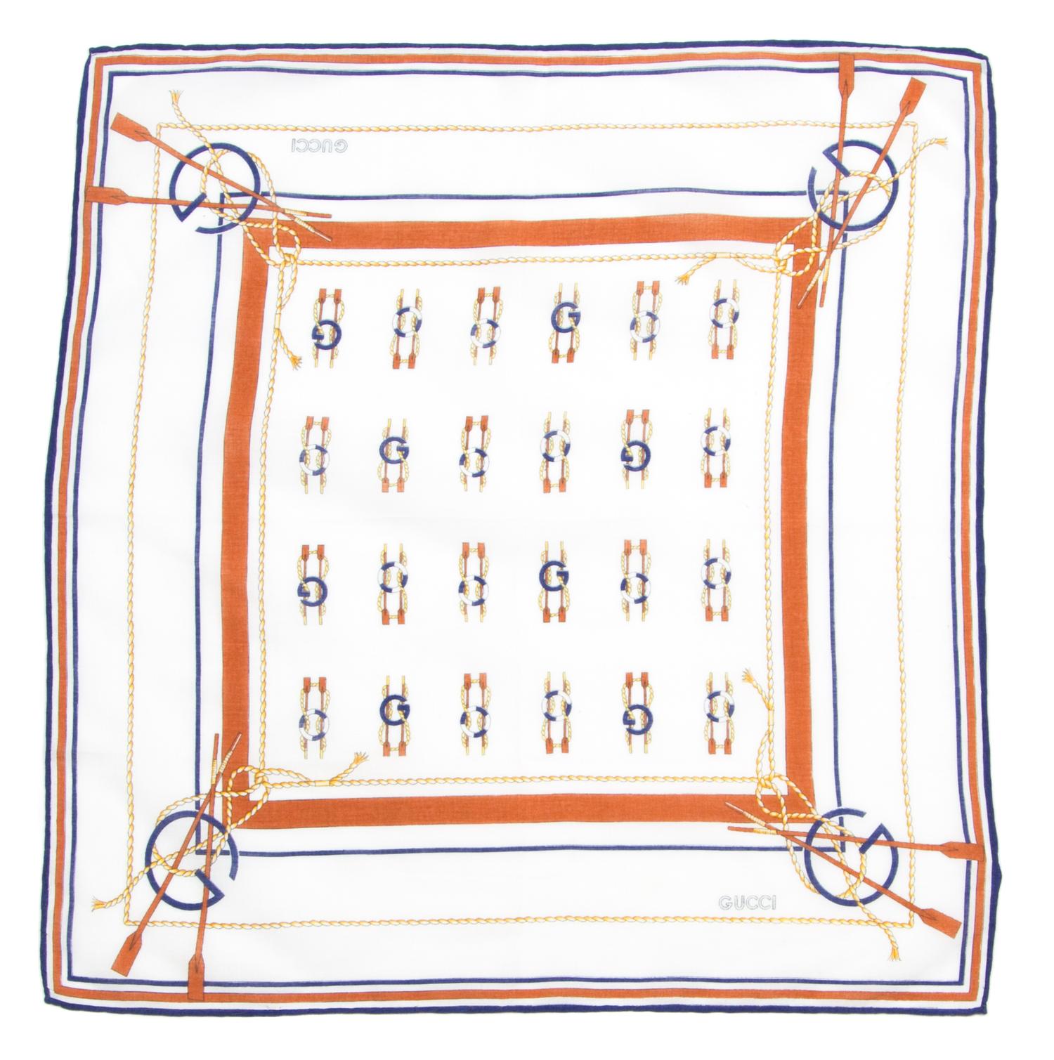 A Gucci Cotton Pocket Square, 16" x 16".