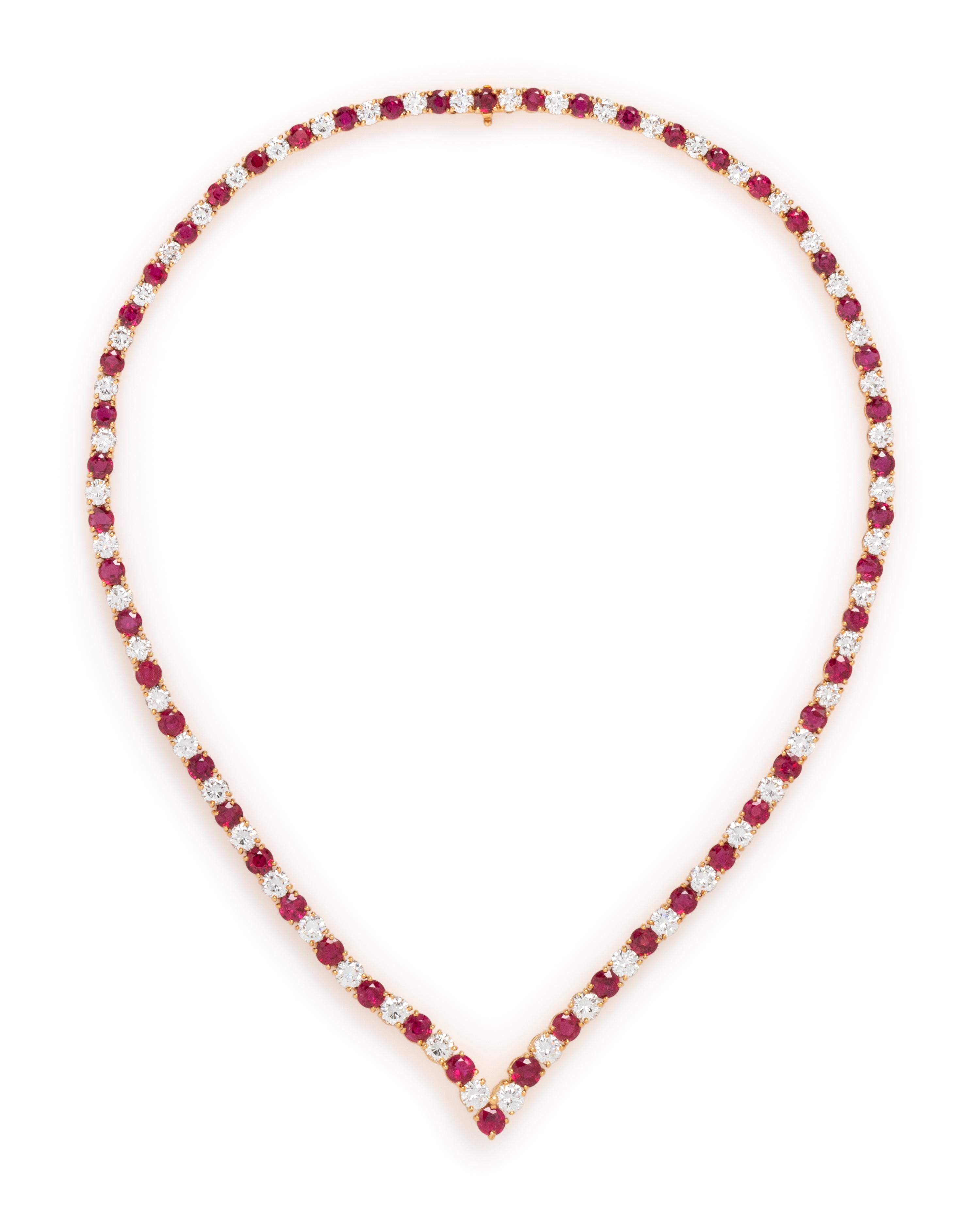 FRENCH, DIAMOND AND RUBY NECKLACE