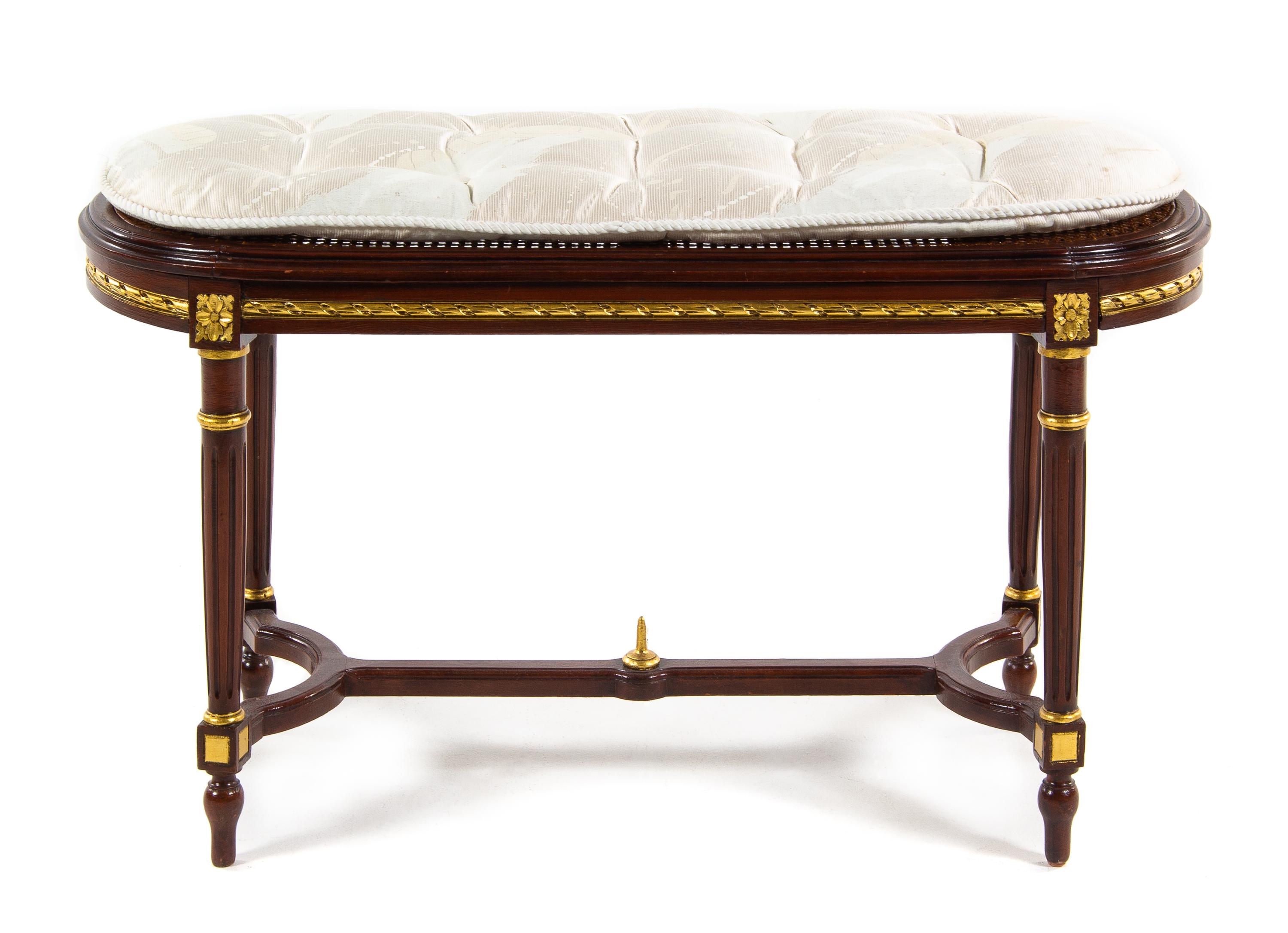 A Louis XVI Style Painted and Parcel Gilt Window Seat Width 39 inches. — 19TH/20TH CENTURY