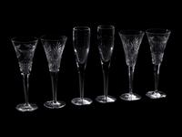 A Group of Waterford Cut Glass Champagne Flutes