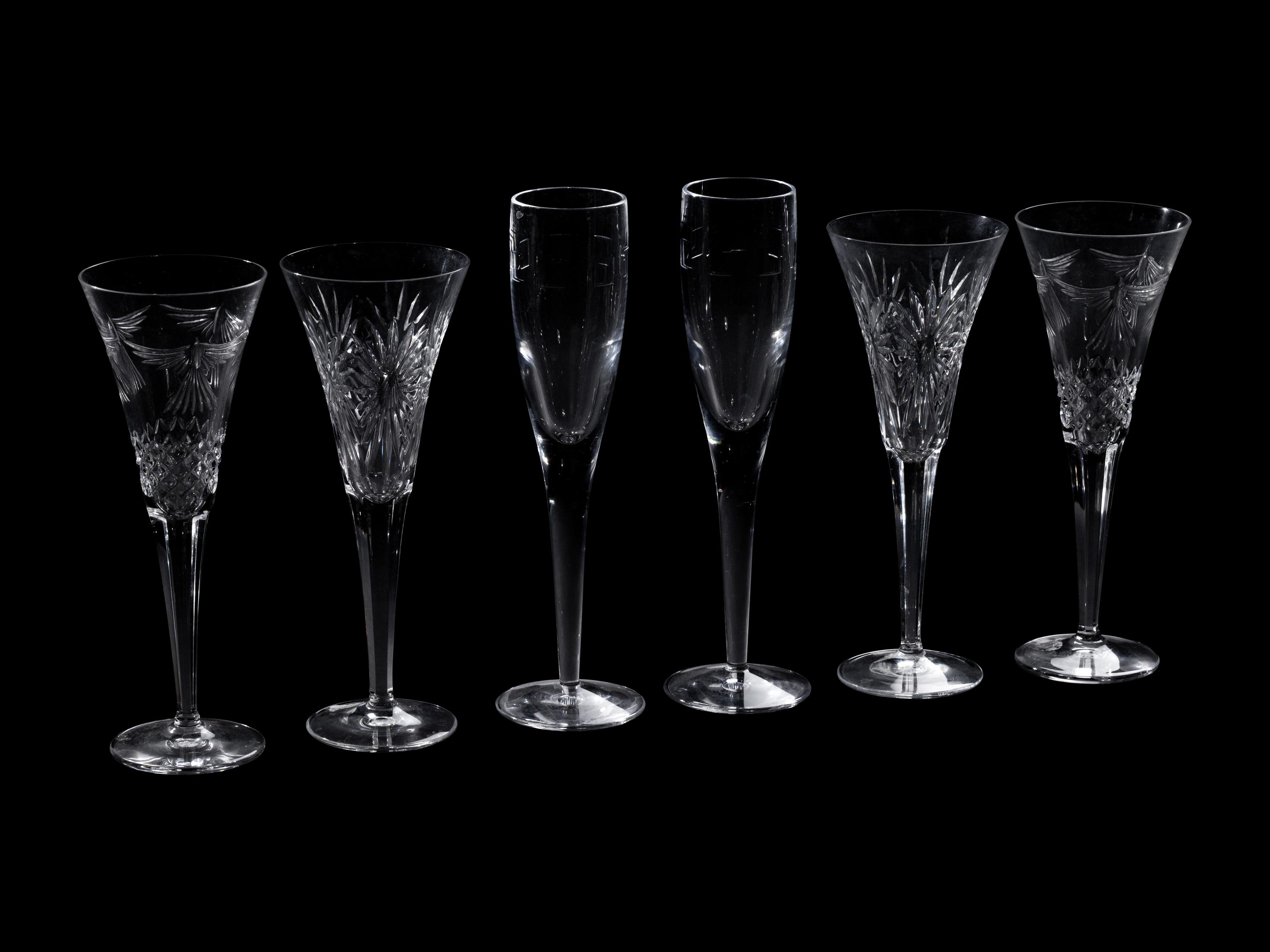 A Group of Waterford Cut Glass Champagne Flutes