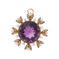 AMETHYST AND SEED PEARL PENDANT/BROOCH