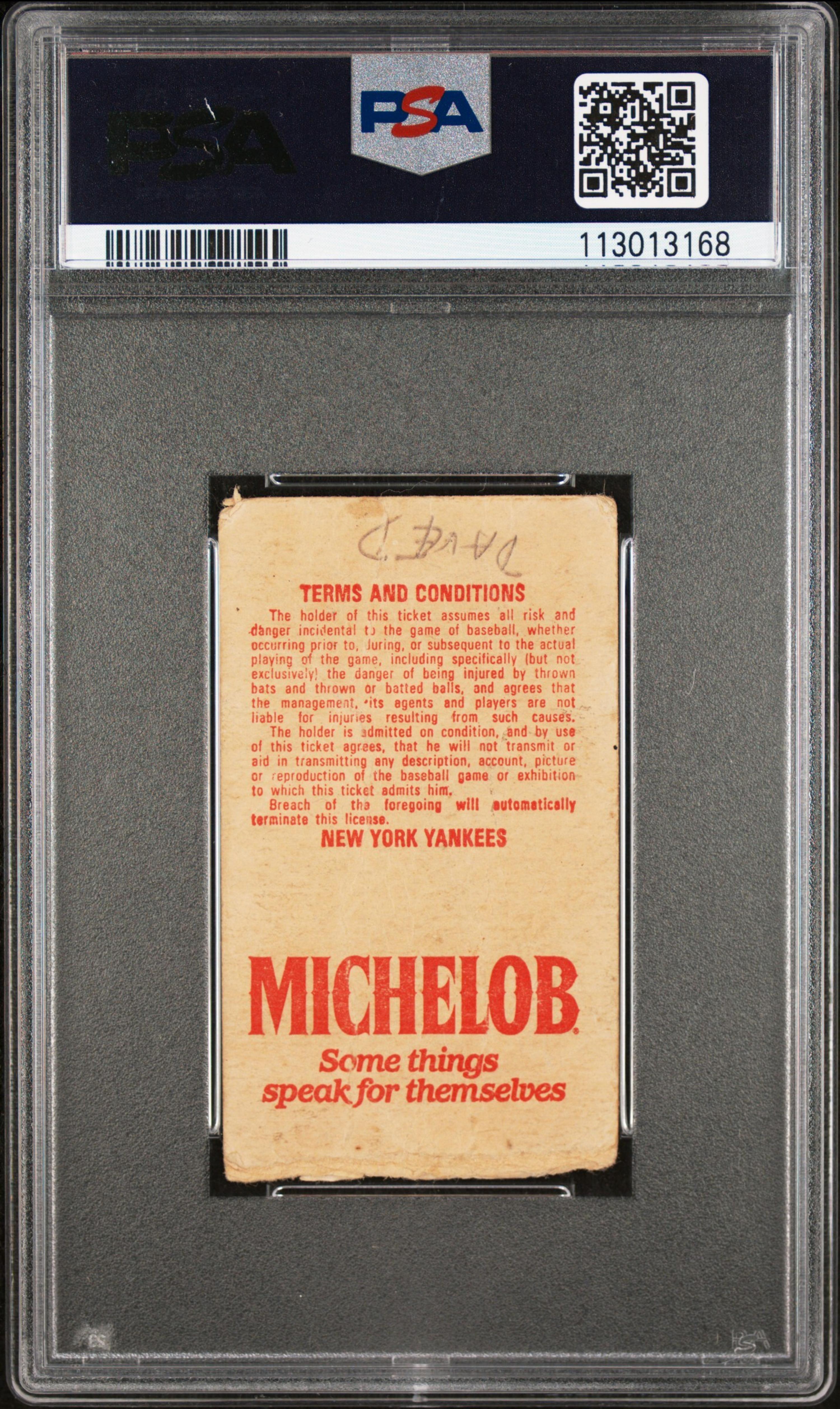 A July 24, 1983 New York Yankees vs. Kansas City Royals George Brett Pine Tar Game Original Ticket Stub (PSA 1)