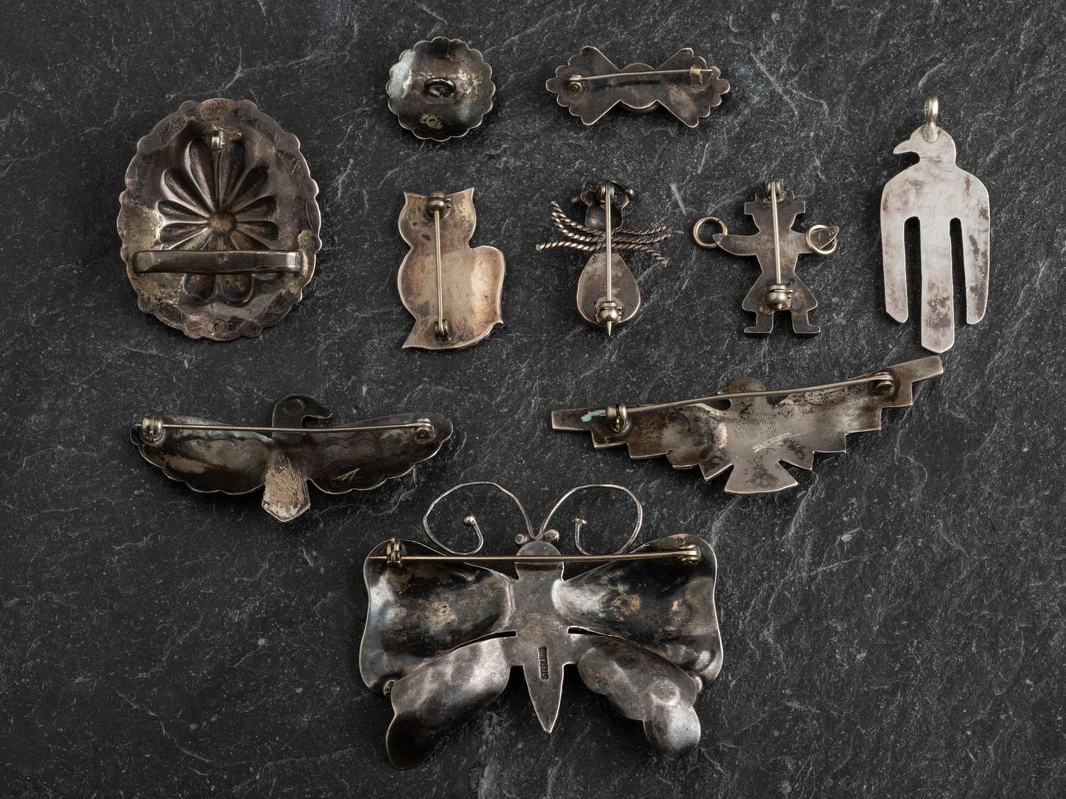 Navajo Pins, Pendants, Button, and Belt Buckle