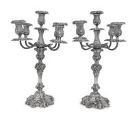 A Pair of American Silver Rococo Revival Five-Light Candelabra