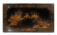 A Regency Lacquered Side Cabinet Height 34 3/4 x width 35 3/4 x depth 20 inches. — 19TH CENTURY