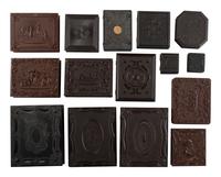 [EARLY PHOTOGRAPHY]. A group of 35 assorted Union cases, with half plate to sixteenth plate sizes.