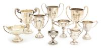 A Collection of Nine English Silver Trophy Cups, Birmingham, Various Makers and Dates, all inscribed, one with crossed polo mallets