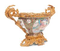 A Chinese Export Gilt Bronze Mounted Porcelain Bowl