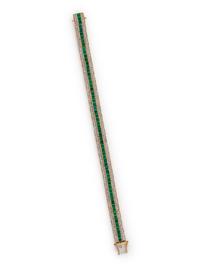 SYNTHETIC EMERALD AND DIAMOND BRACELET