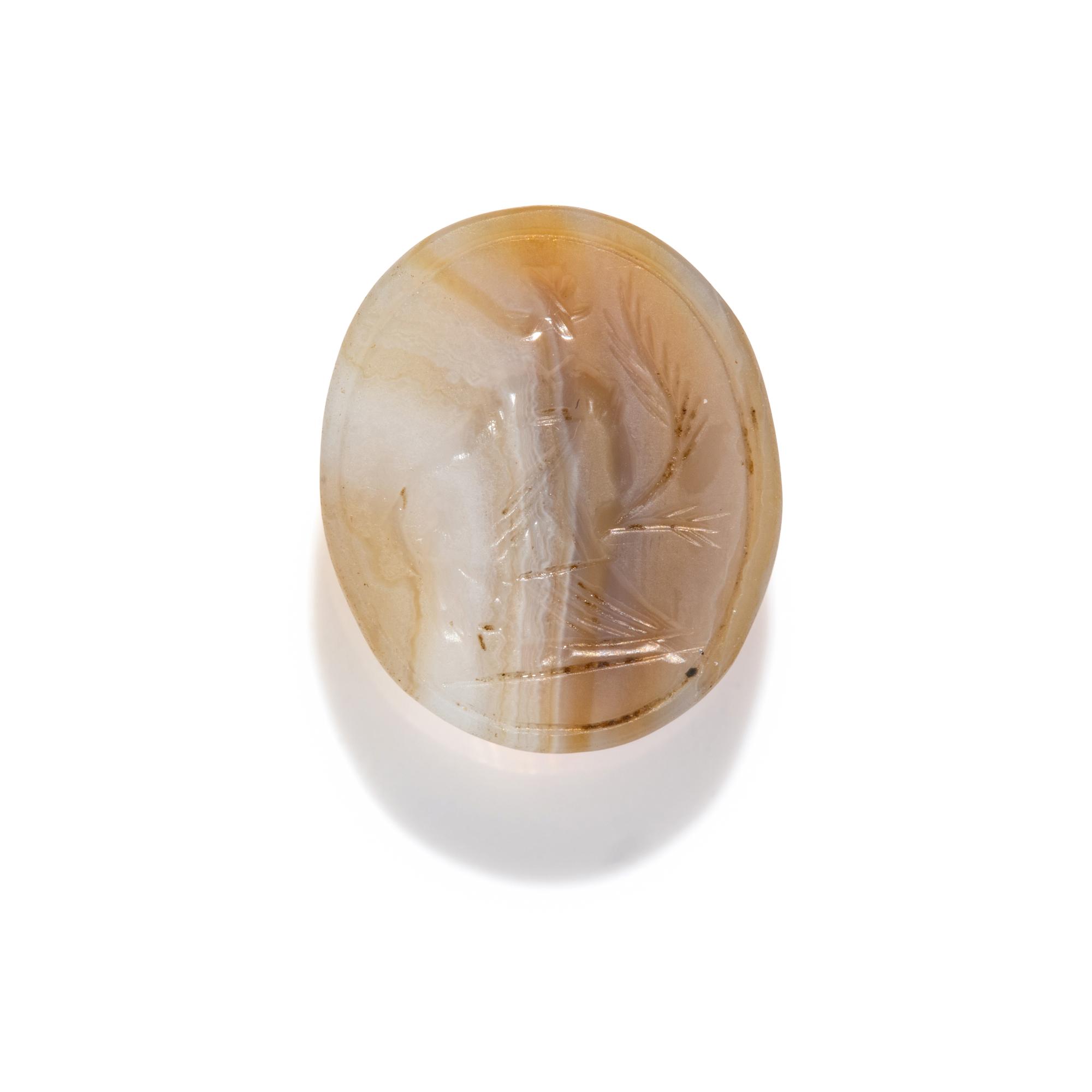 A Neoclassical Banded Agate Ring Stone with the Gods Ceres and Eros