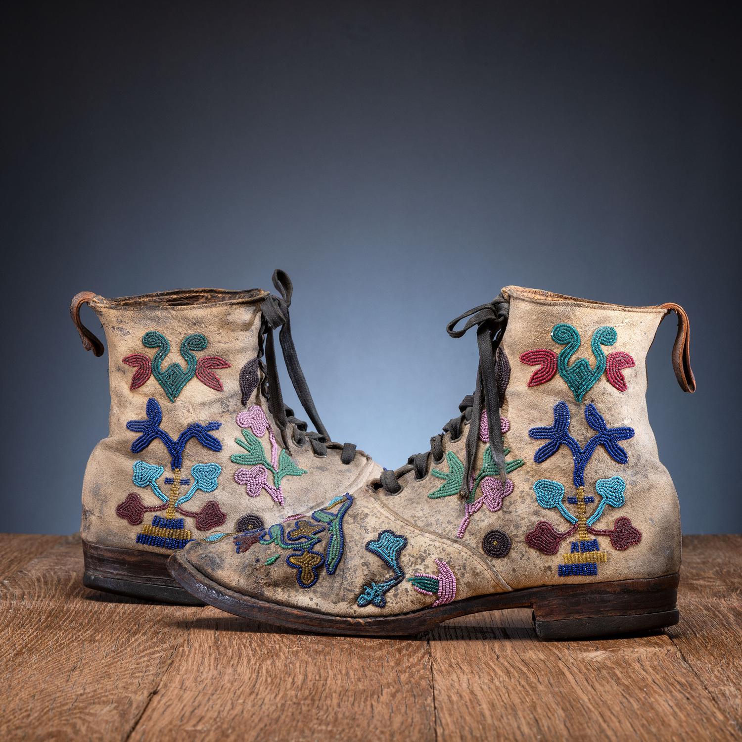 Santee Sioux Beaded Hide Work Boots