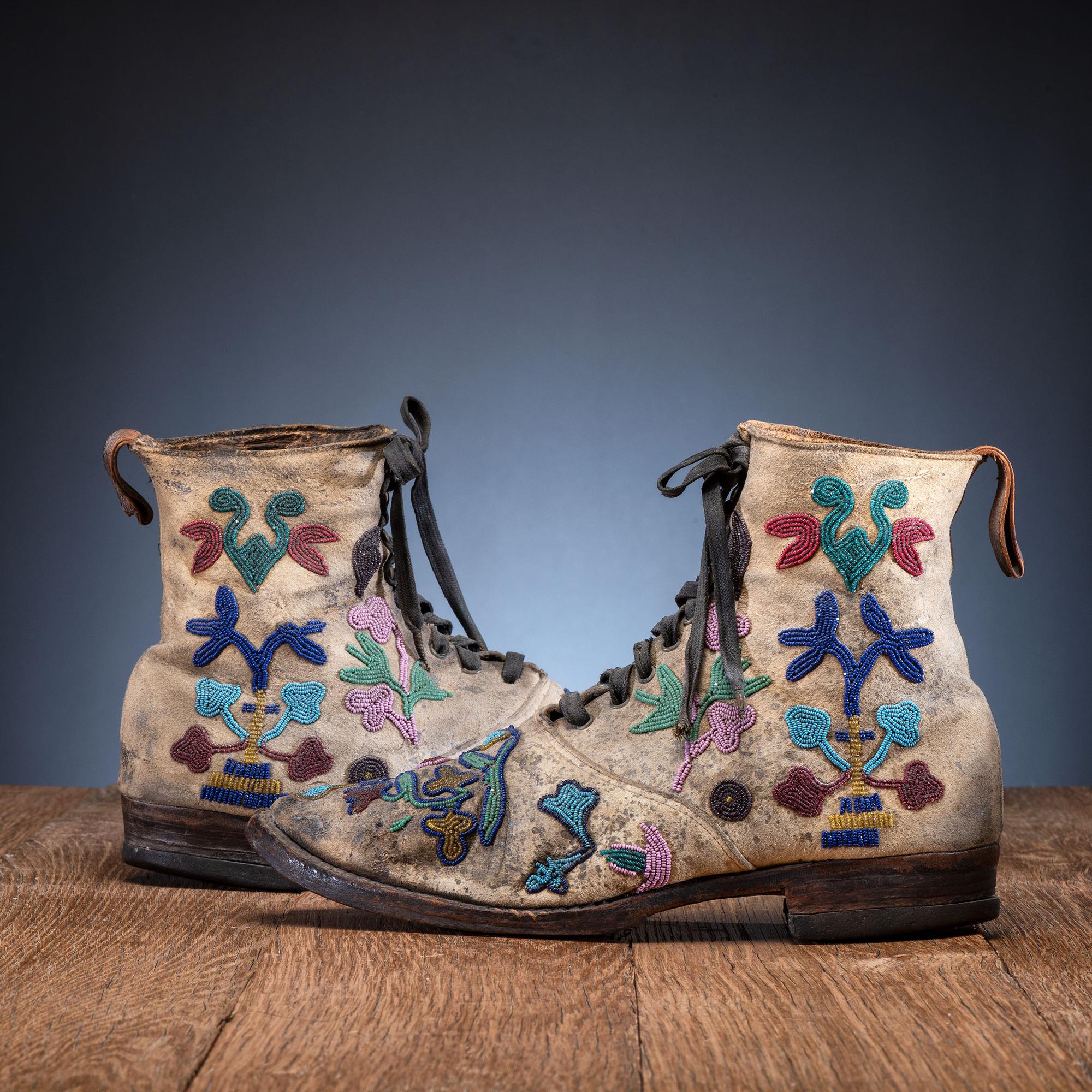 Santee Sioux Beaded Hide Work Boots