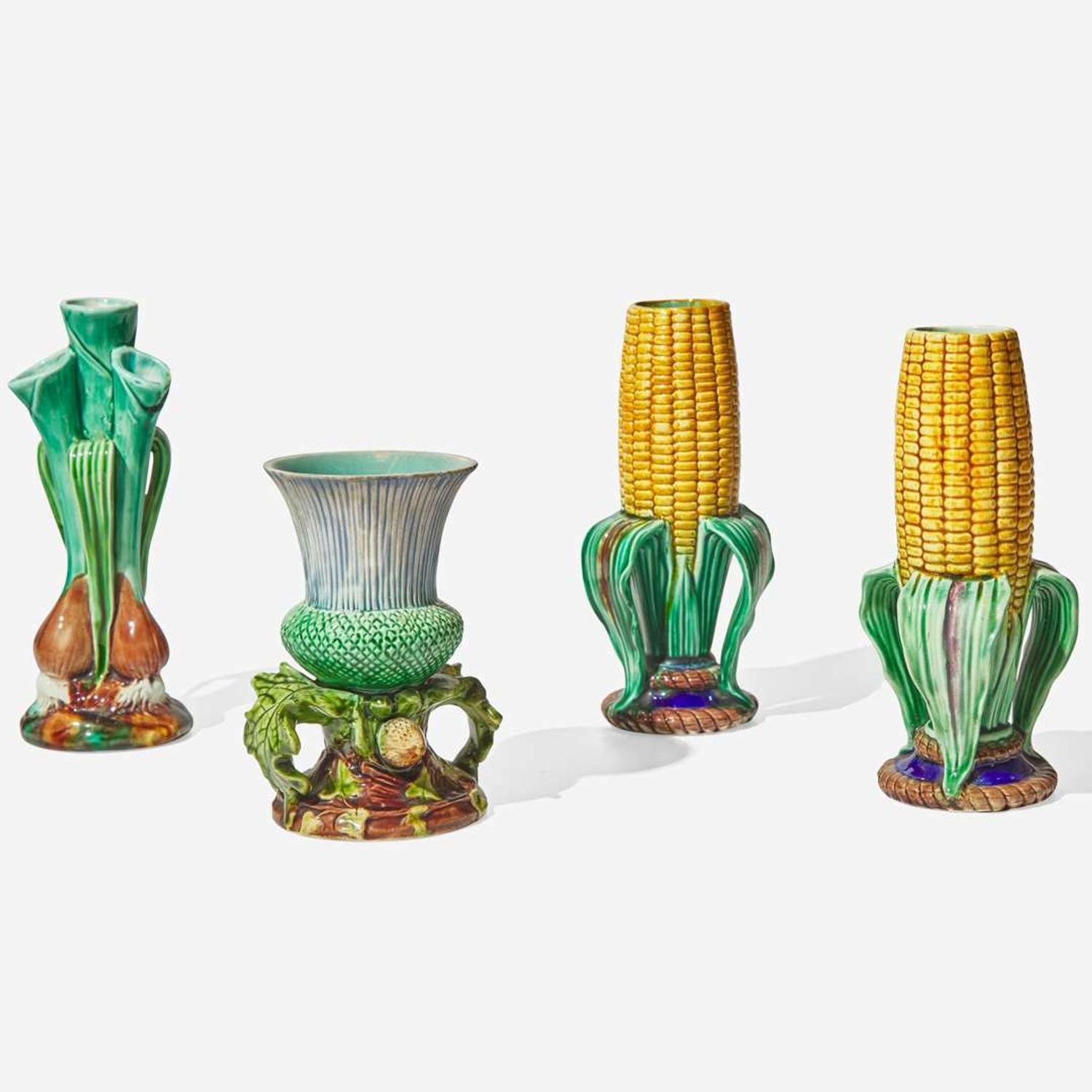 Four Wedgwood Majolica Vases UK, 1870s