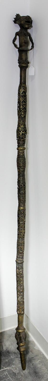 A Benin Style Bronze Staff Length 71 inches. — MID TO LATE 20TH CENTURY