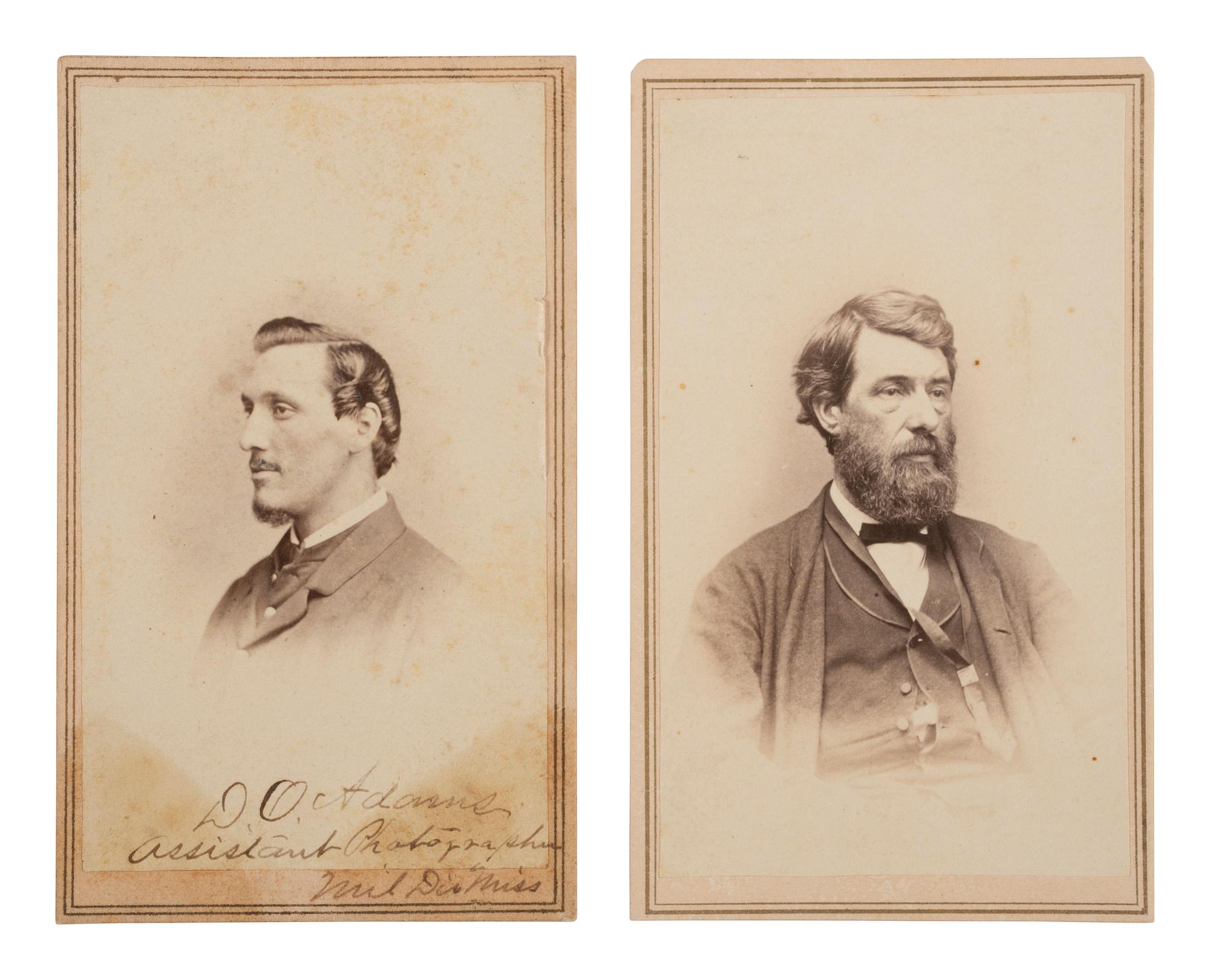 [CIVIL WAR]. CDVs of George Barnard (1819-1902) as US Government Photographer, Military Division of Mississippi, and his assistant, D.O. Adams.