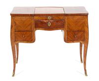 A Louis XV Provincial Style Inlaid Walnut Dressing Table — 19TH CENTURY