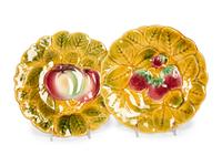 A Group of French Sarreguemines Majolica Dessert Plates and Cake Platter — 20th Century