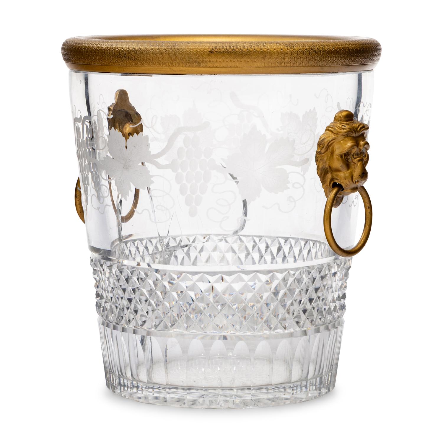 A French Gilt Bronze and Cut Glass Ice Bucket
