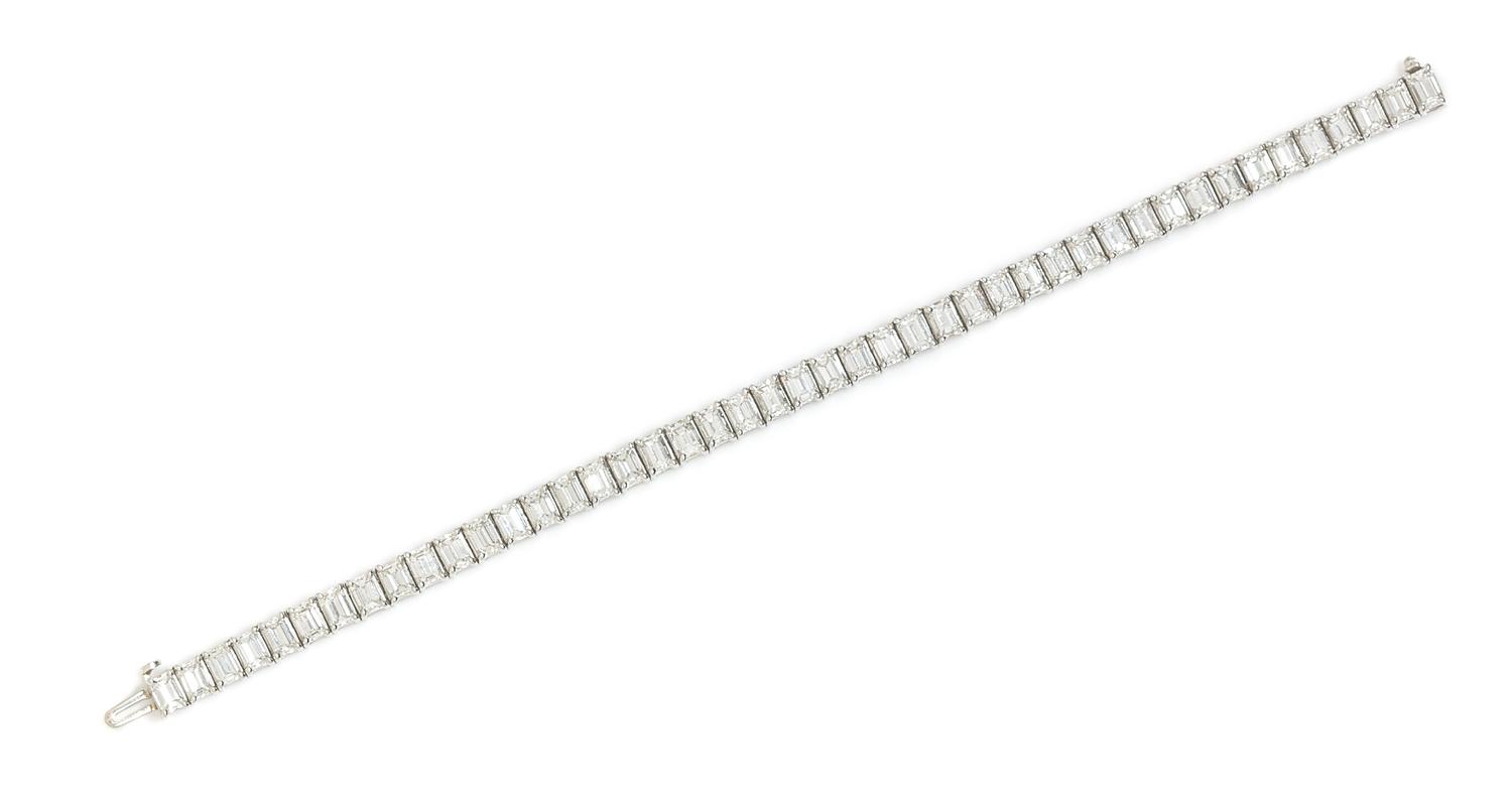 A Platinum and Diamond Line Bracelet, 23.00 dwts.