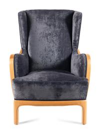 A Contemporary Velvet Upholstered Wing Chair