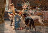 Seated Lady with Two Dogs