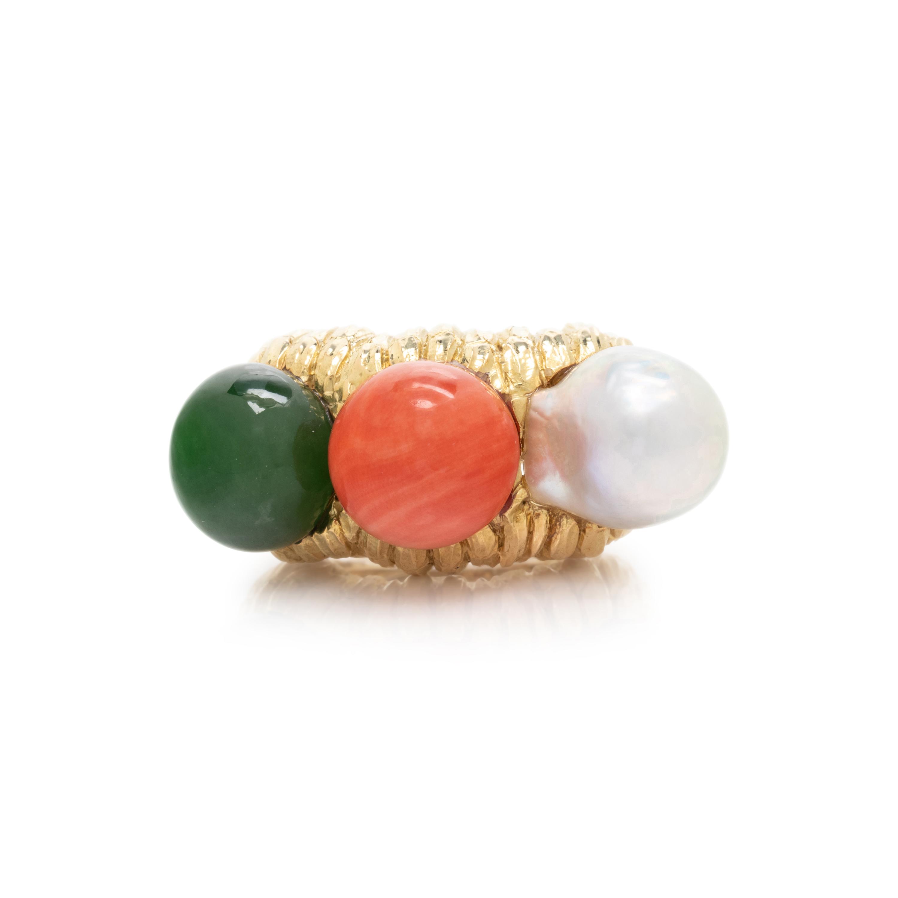 DAVID WEBB, YELLOW GOLD AND MULTIGEM RING