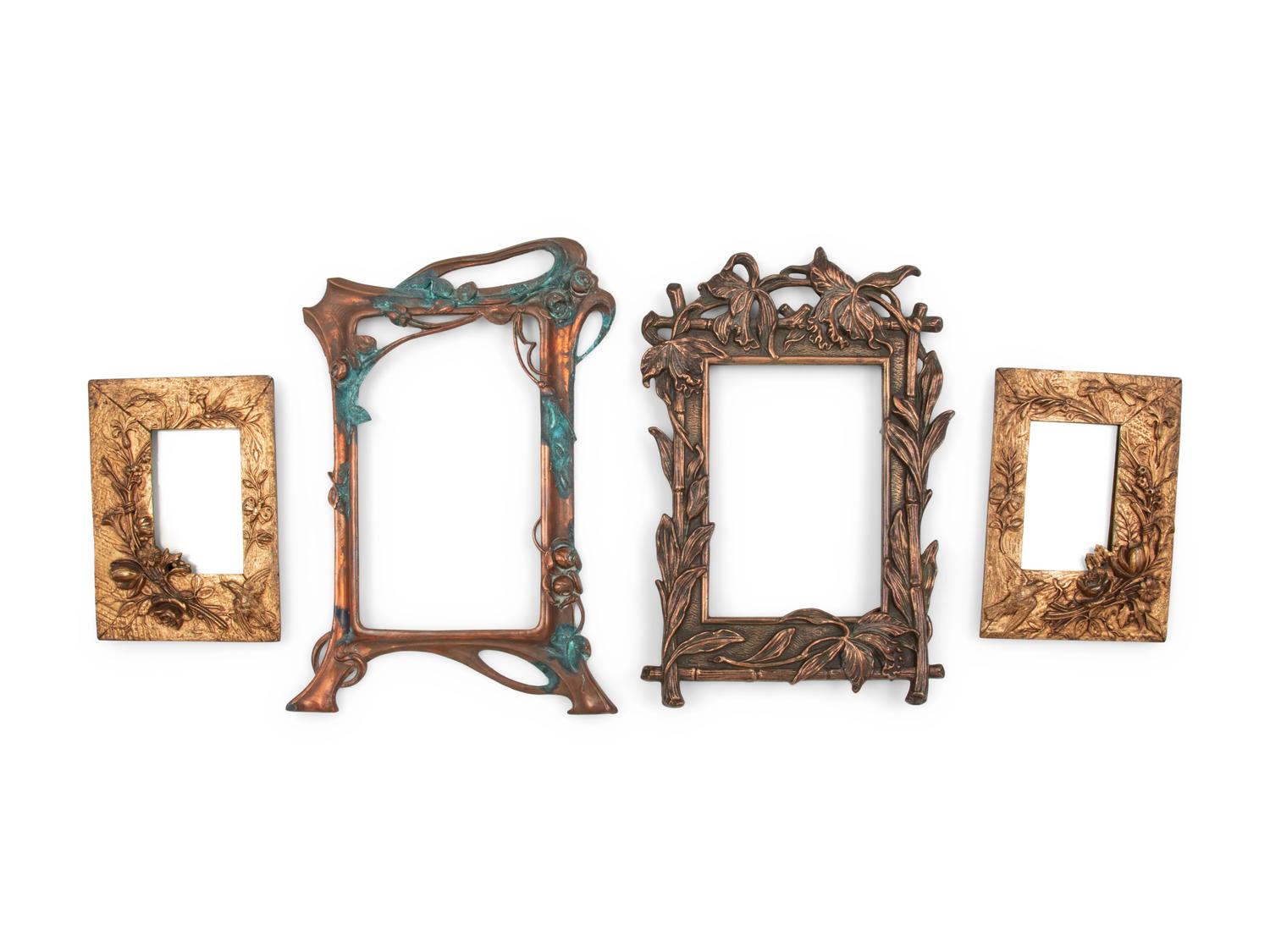 Thirteen Art Nouveau Cast Metal Picture Frames