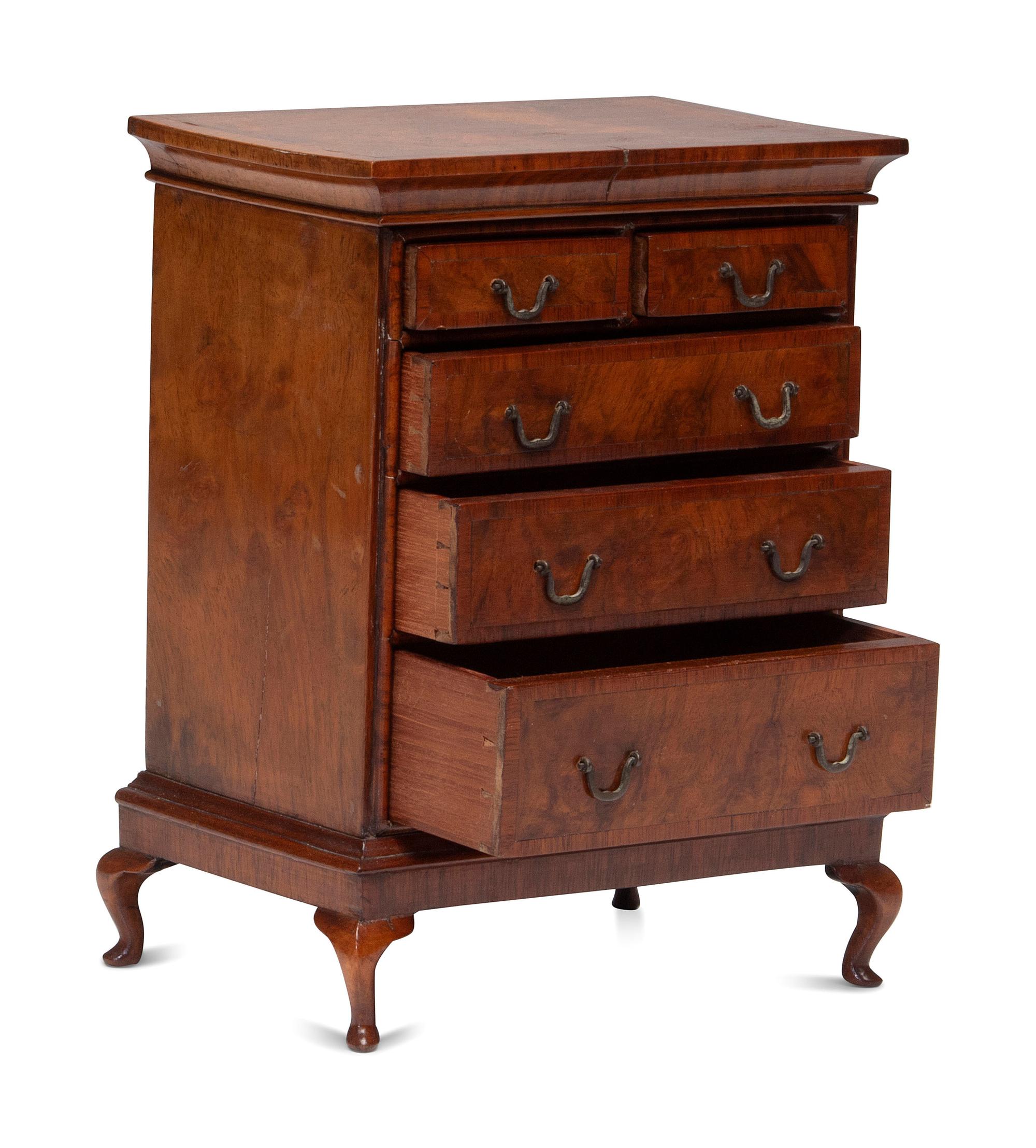 A Diminutive Queen Anne Style Walnut Chest on Stand