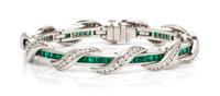 A Platinum, Diamond and Emerald Bracelet, Charles Krypell, 42.90 dwts.