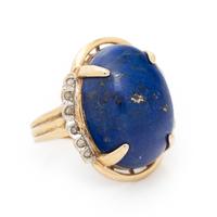 LAPIS LAZULI, DIAMOND, AND YELLOW GOLD RING