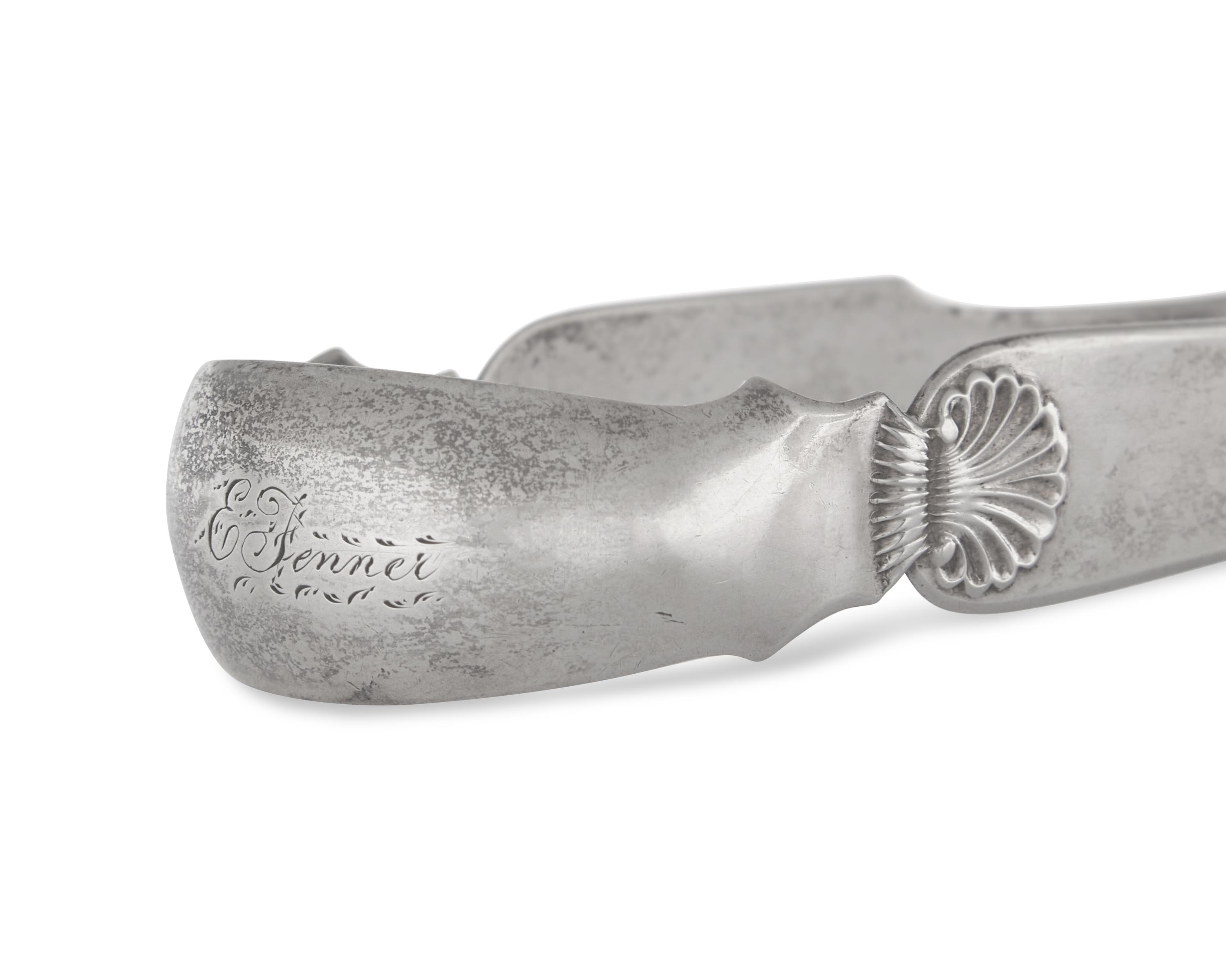 A Federal Silver Punch Ladle And Sugar Tongs