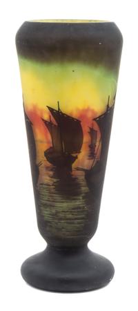 A Daum Cameo Glass Vase Height 11 3/4 inches.