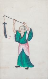 A Set of Six Chinese Pith Paintings Each: 7 x 4 inches.