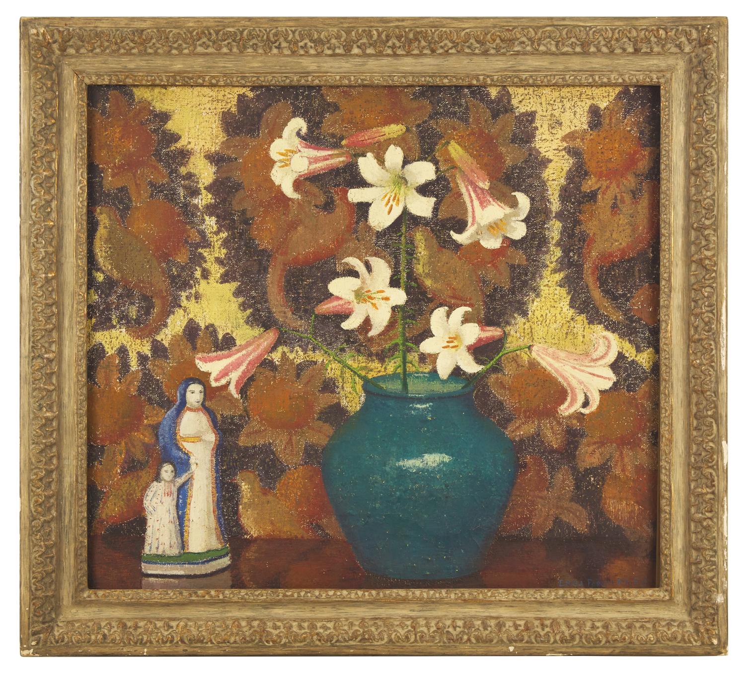 Lilies in Turquoise Vase