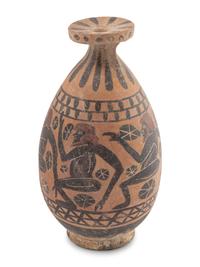An Etruscan Aryballos with Dancing Satyrs in Black-Figured Style