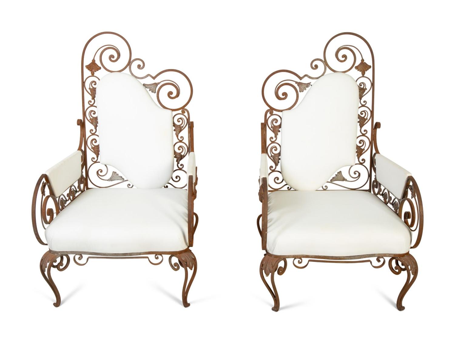 A Pair of Mid- Century Wrought Iron Armchairs — RICHARD HIMMEL, CIRCA 1950