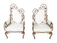 A Pair of Mid- Century Wrought Iron Armchairs — RICHARD HIMMEL, CIRCA 1950