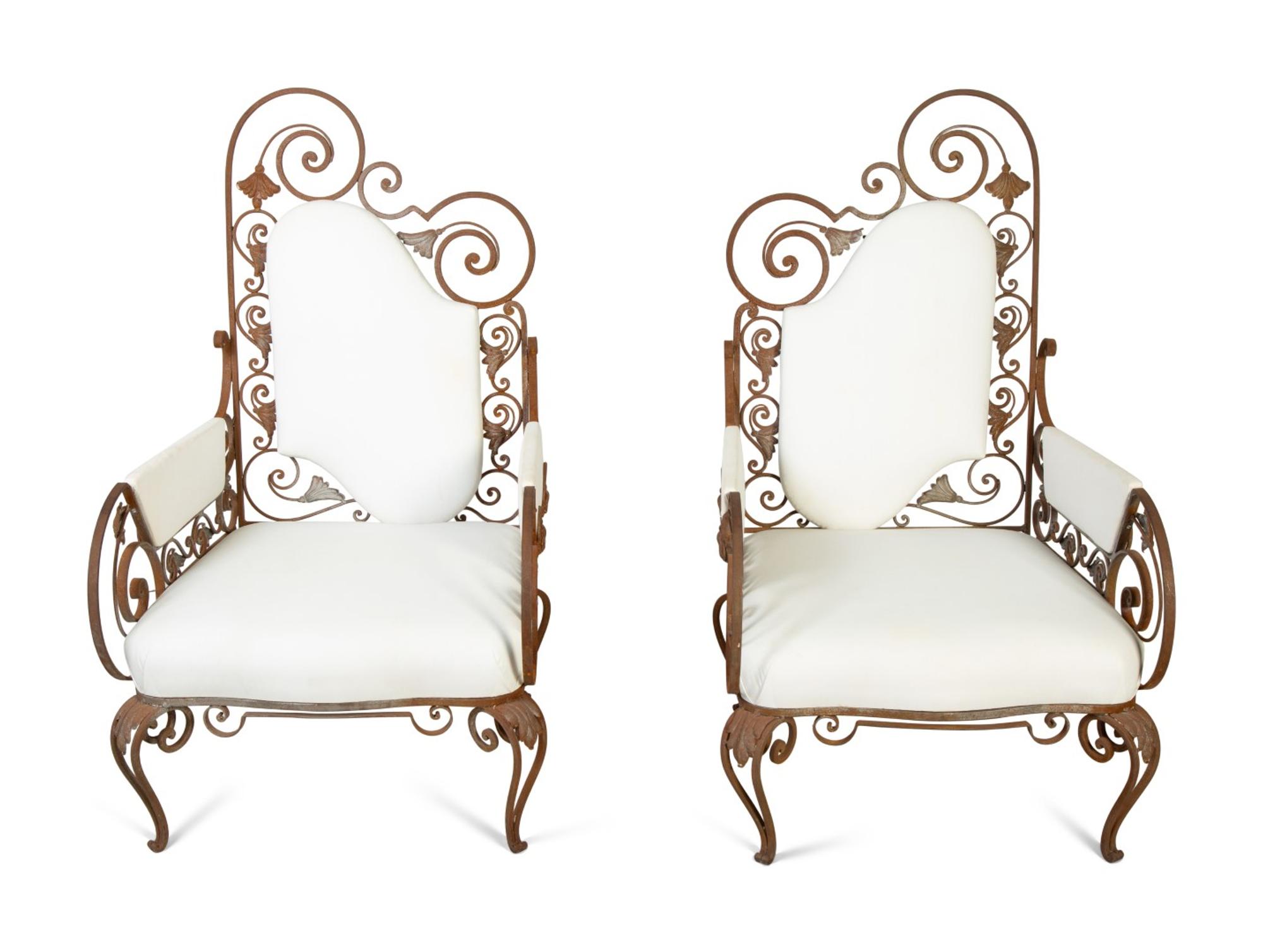 A Pair of Mid- Century Wrought Iron Armchairs — RICHARD HIMMEL, CIRCA 1950