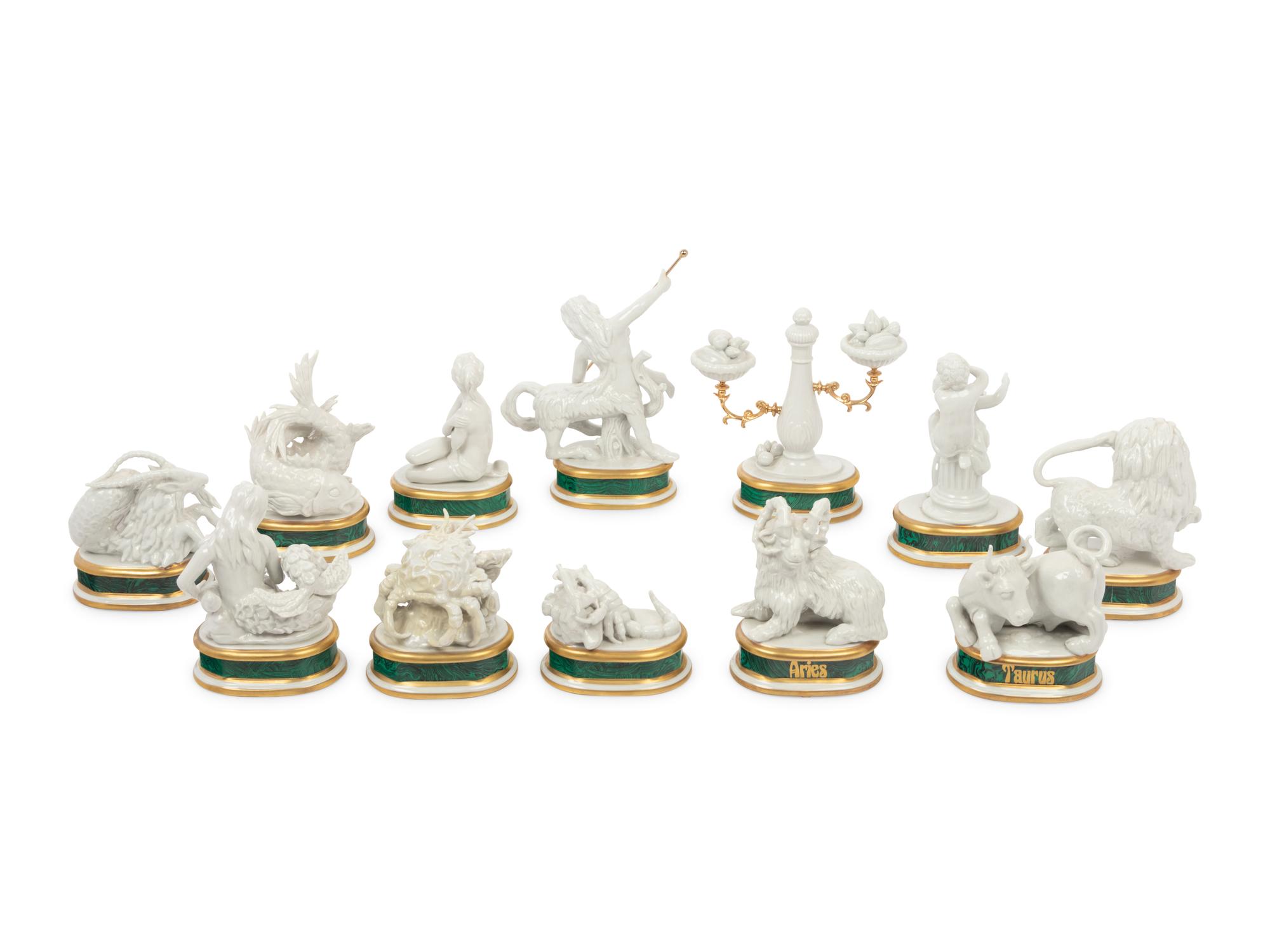 A Group of Twelve Italian Painted Porcelain Zodiac Figures