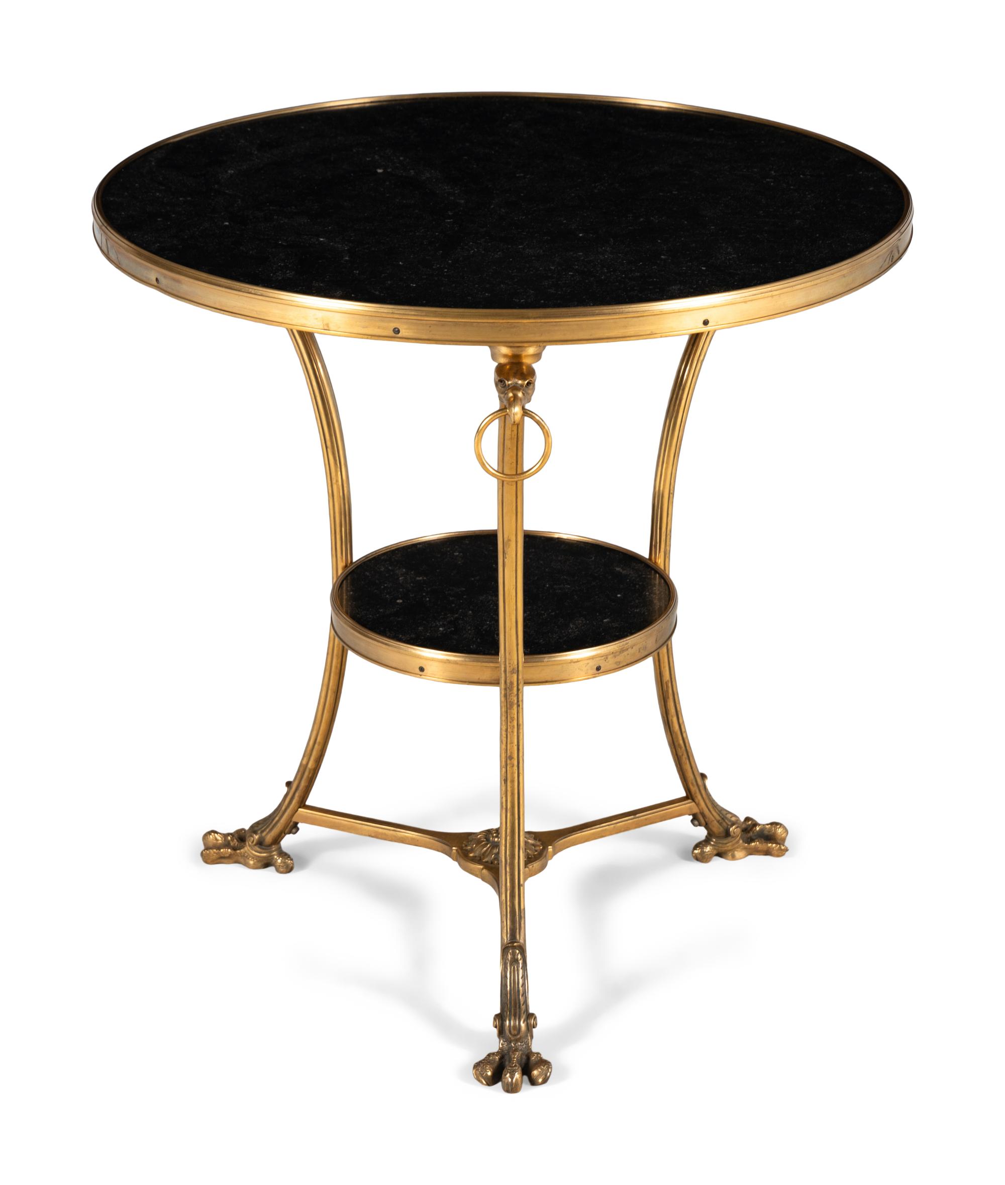 An Empire Style Gilt Bronze and Marble Guéridon