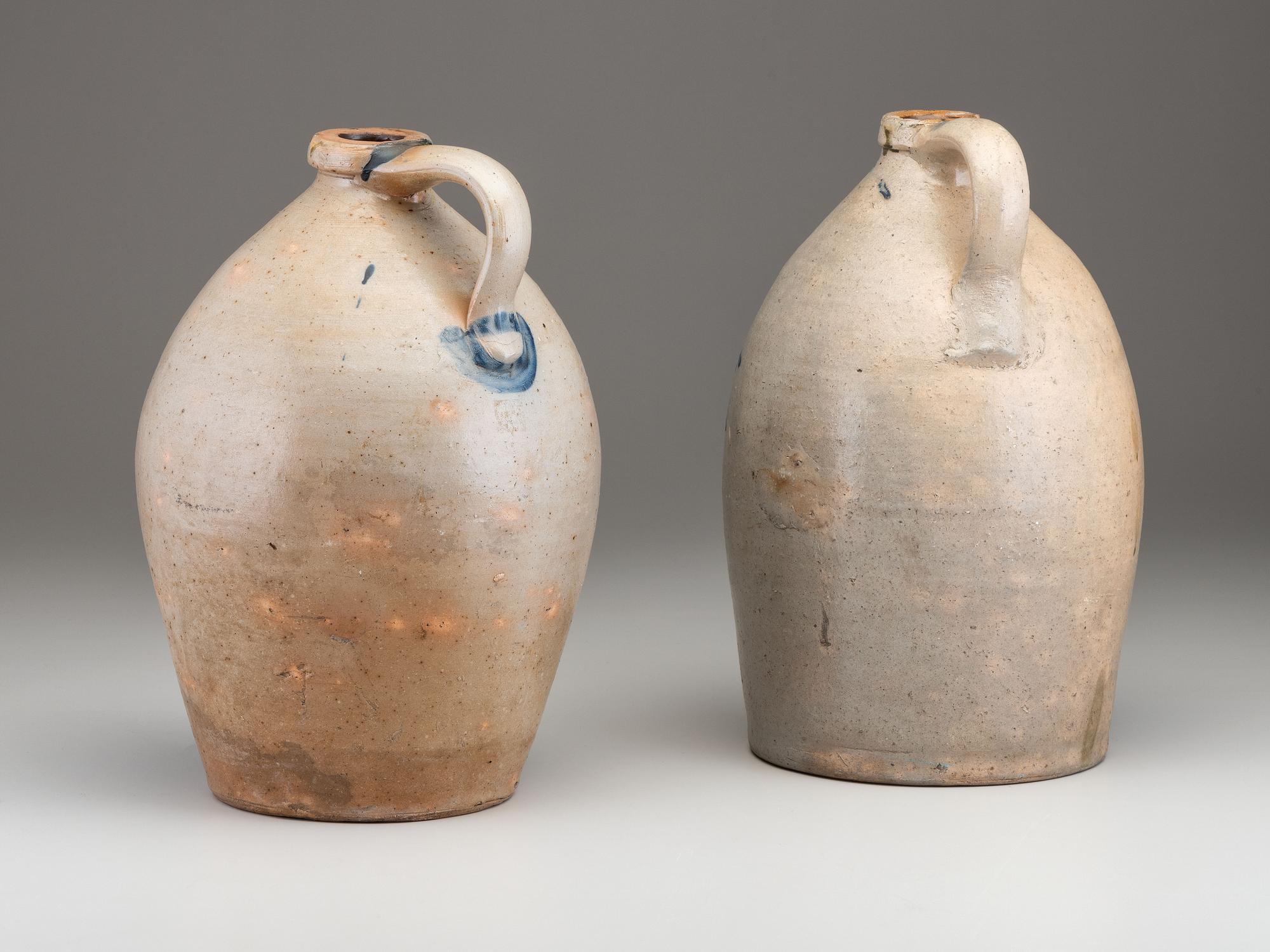 Two Three-Gallon Cobalt Decorated Stoneware Jugs