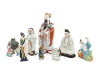 Eight Chinese Famille Rose Porcelain Figures