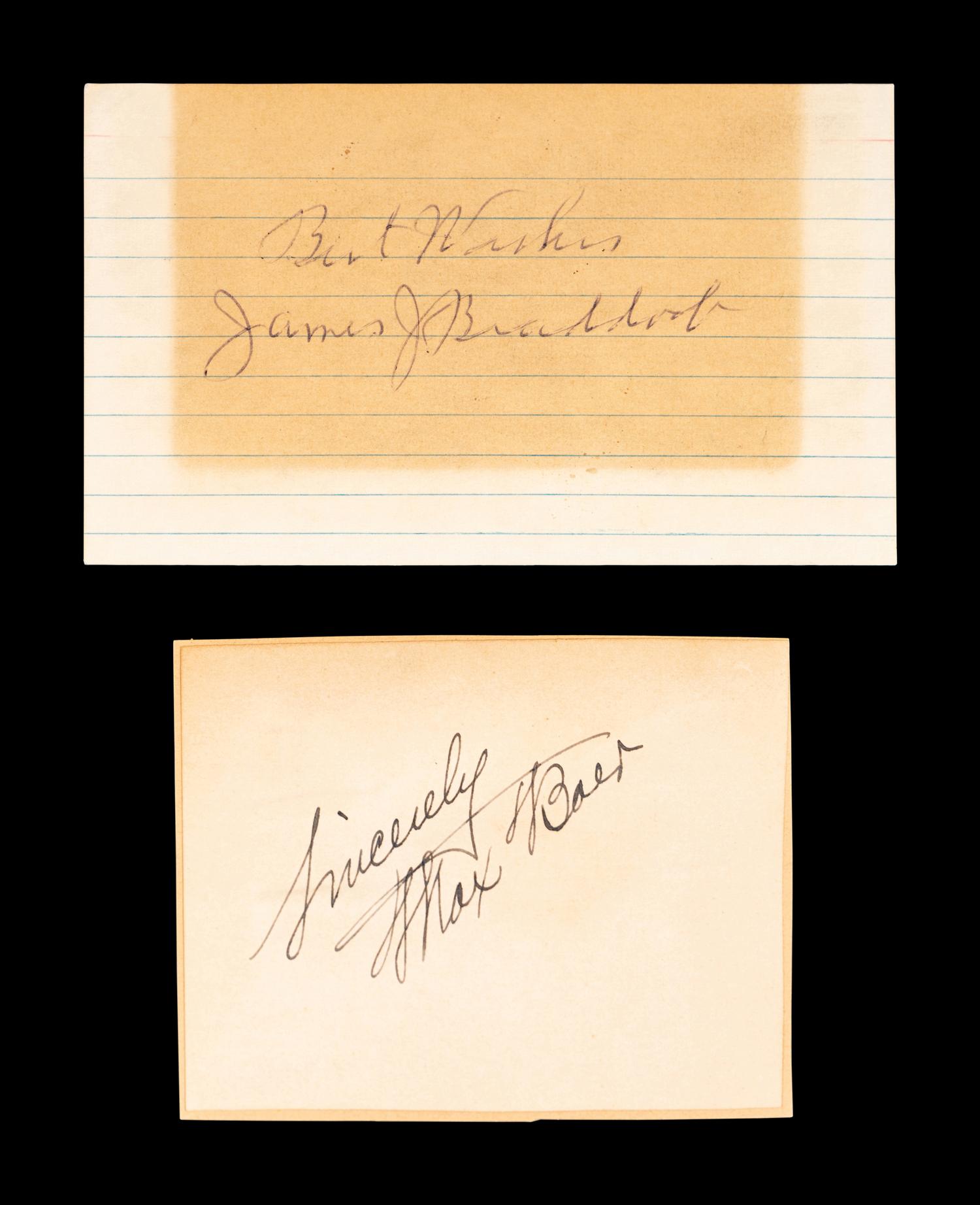 A Group of James J Braddock and Max Baer Signed Autograph Items,