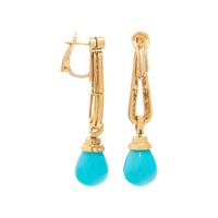 ASPERY & GULDAG, YELLOW GOLD, SYNTHETIC TURQUOISE AND DIAMOND EARRINGS