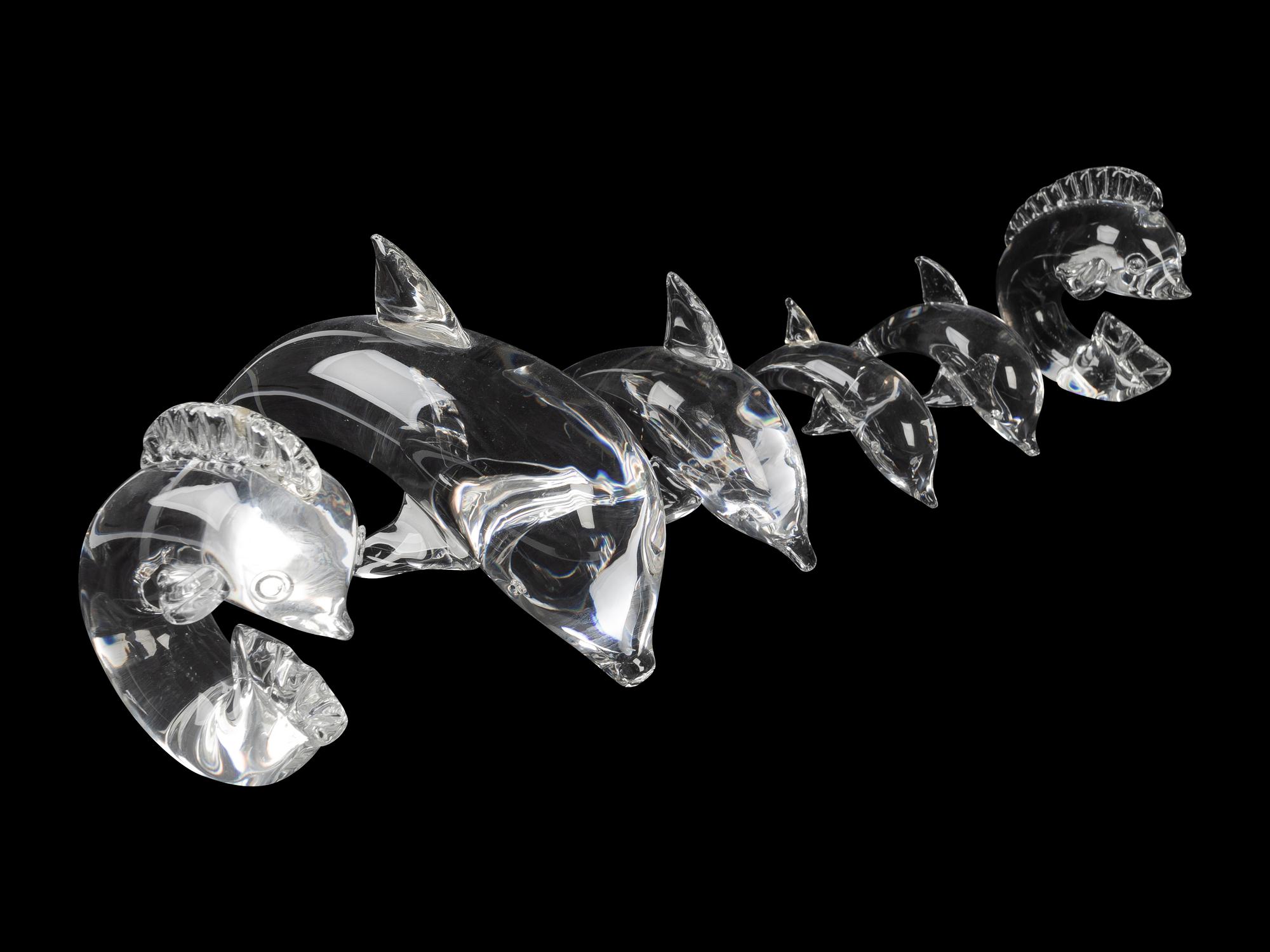 A Group of Six Steuben Glass Aquatic Figures — 20TH CENTURY