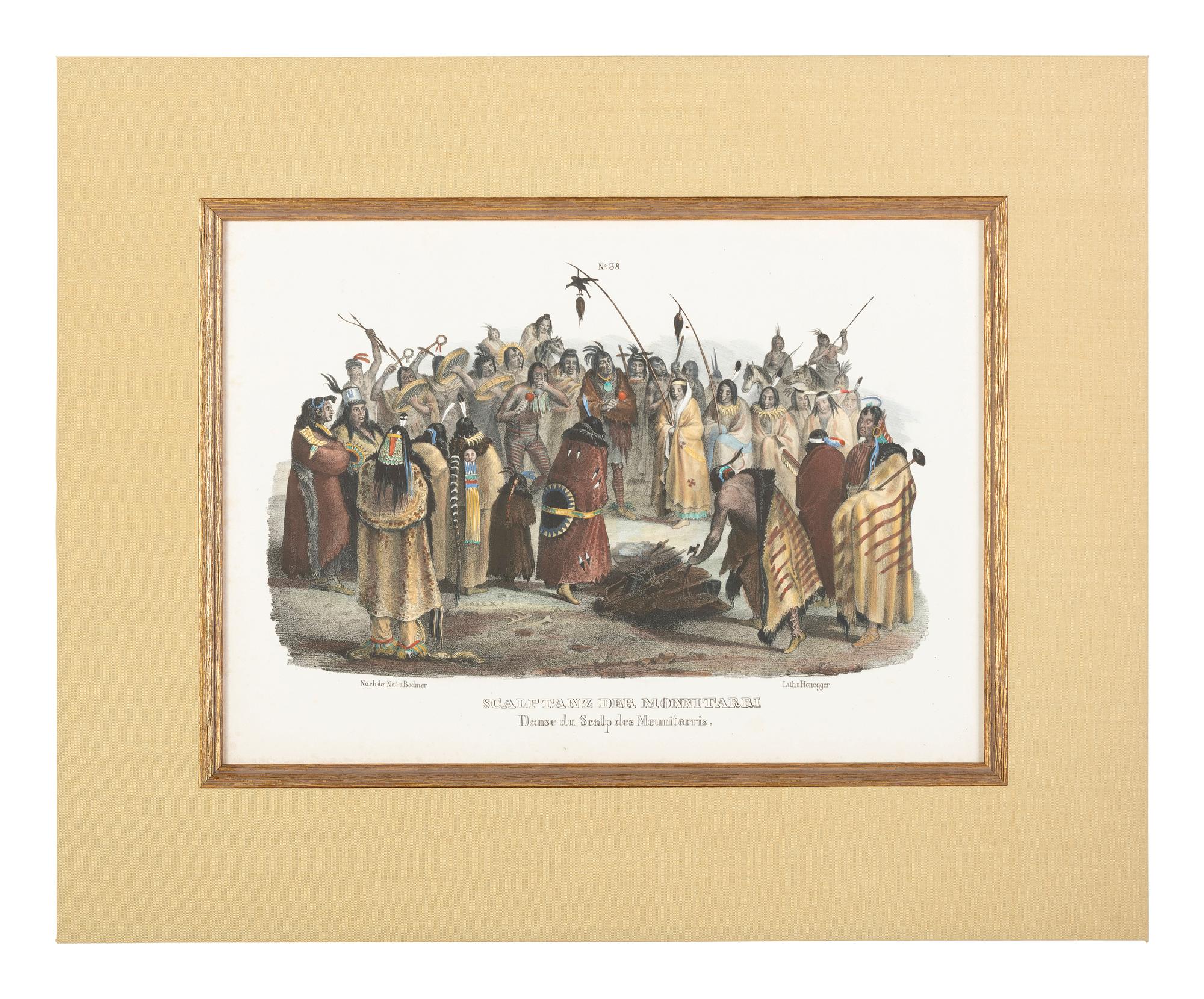[BODMER, Karl (1809-1893)]. Scalptanz Der Monnitarri. Danse du Scalp des Meunitarris .